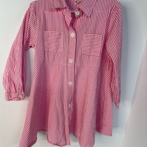 Pink Striped Button Down Kids Shirt